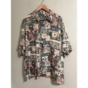 vintage Silk traders hawaiian made in usa floral men shirt size large